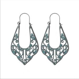 Bohemian filagree patina hook dangle earrings